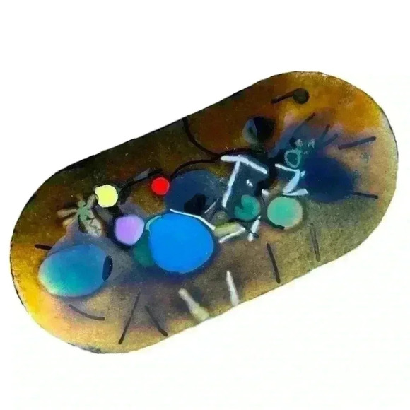 Copper & enamel handmade art trinket dish - Picture 3 of 4